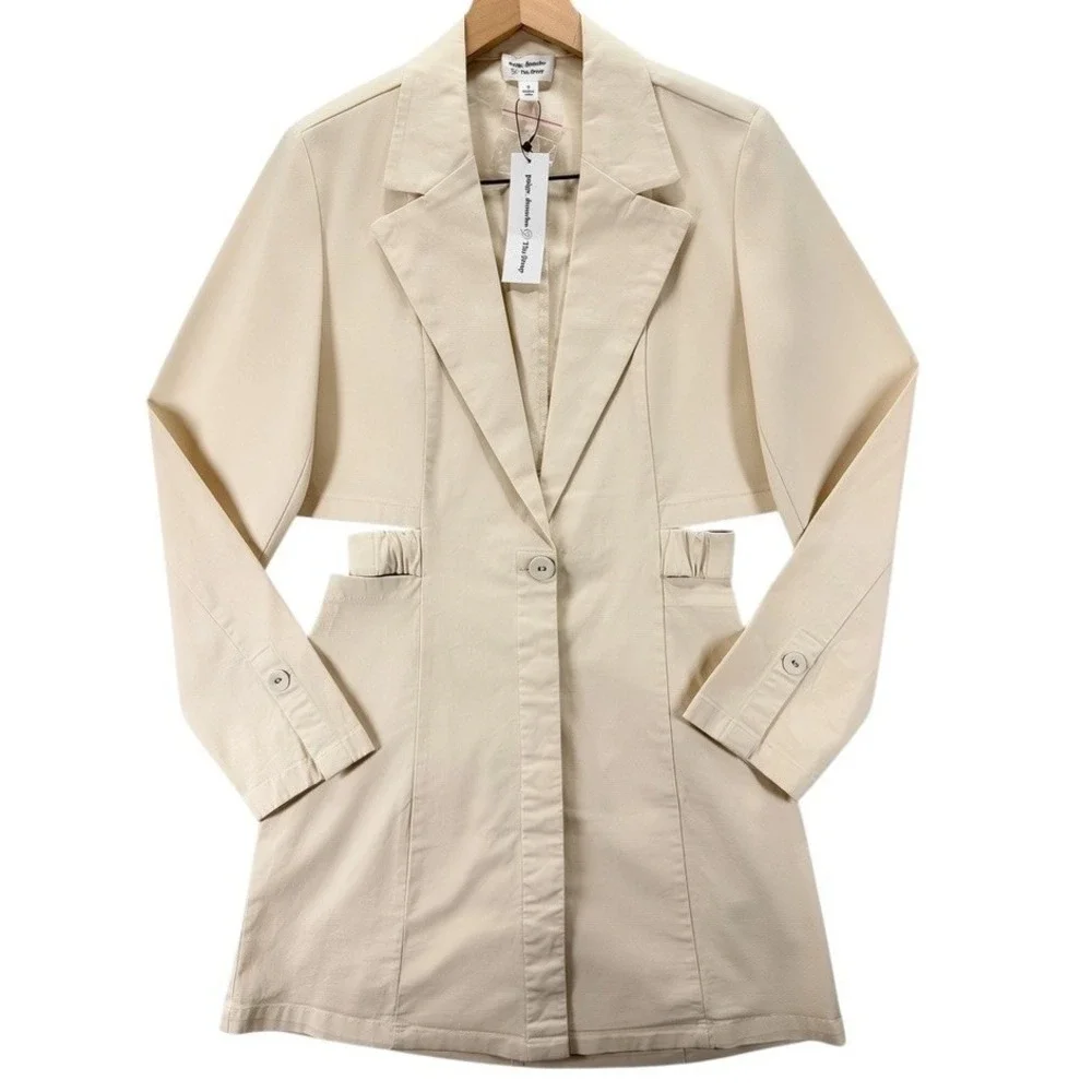 NEW The Drop Paige DeSorbo Waist Cutout Blazer Dress Ivory Size M